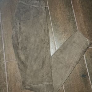 Elie Tahari genuine suede brown leggings